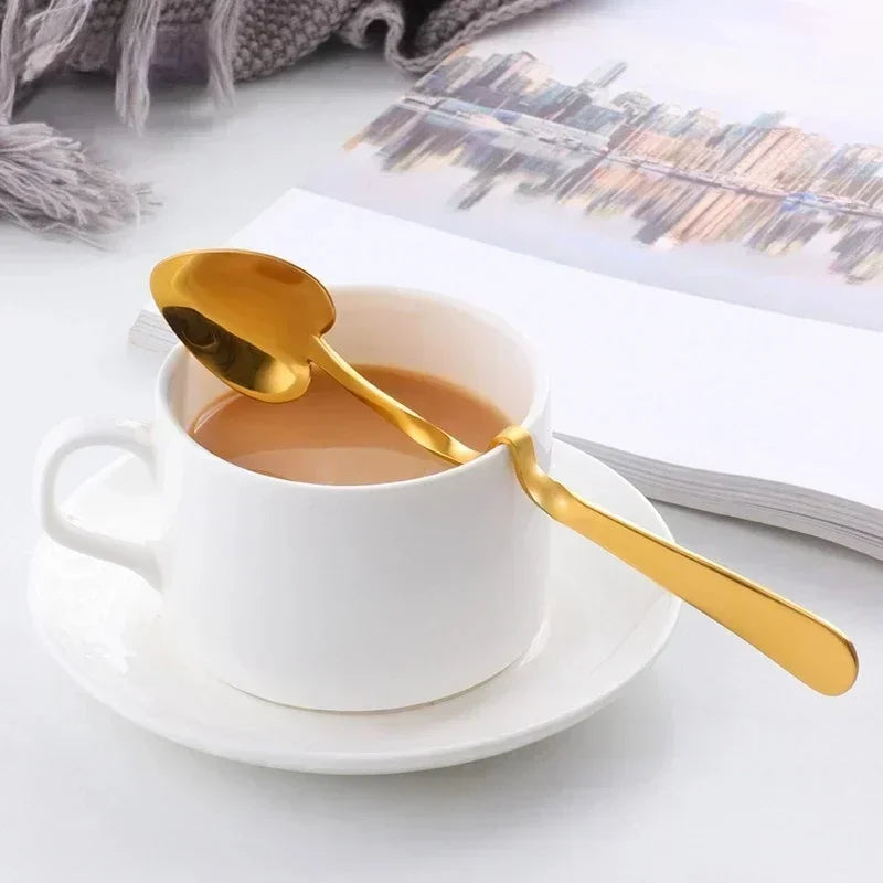 Kitchen Tableware Creative Shape Coffee Spoon Honey Shape Tea Coffee Cup Hanging Spoons Stainless Steel Heart Teaspoon Tools