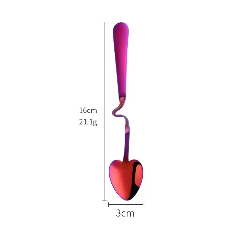 Kitchen Tableware Creative Shape Coffee Spoon Honey Shape Tea Coffee Cup Hanging Spoons Stainless Steel Heart Teaspoon Tools